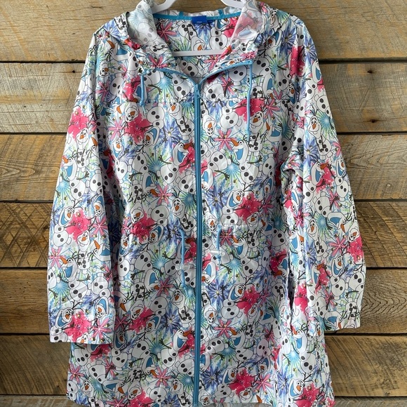 Disney Jackets & Blazers - Disneys Frozen Olaf Worms Medium Lightweight Windbreaker AOP Zip Coat Jacket